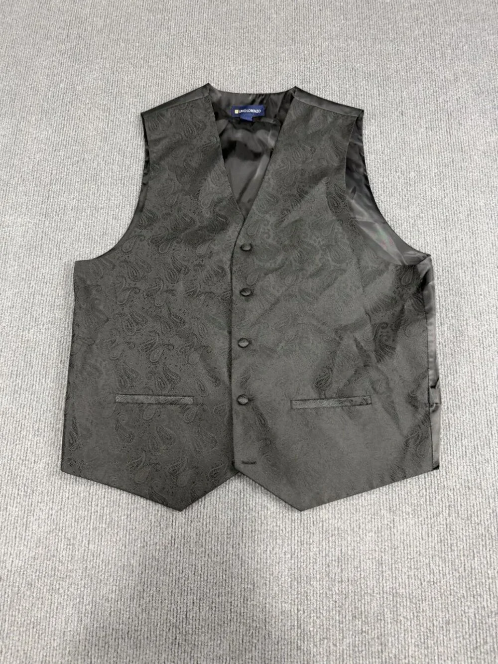 Umo Lorenzo Mens Black Paisley Vest S